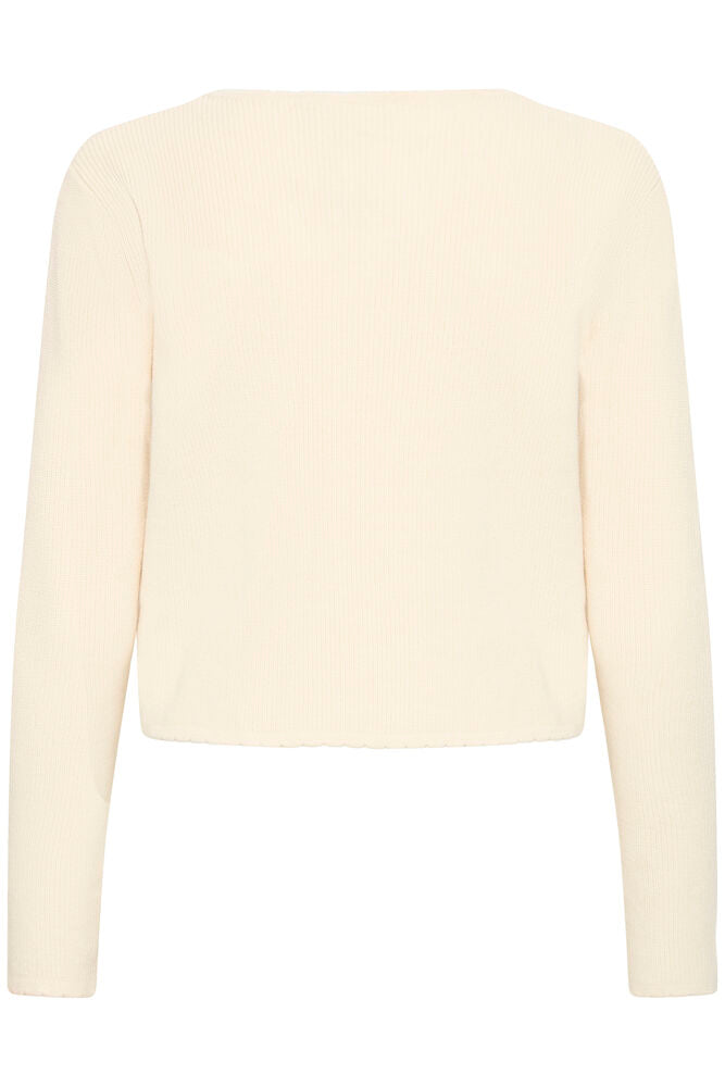 ICHI RIBBED CARDIGAN - Cream knit