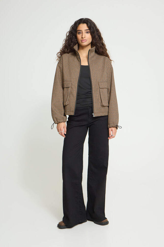 CHECK FUNNEL NECK JACKET