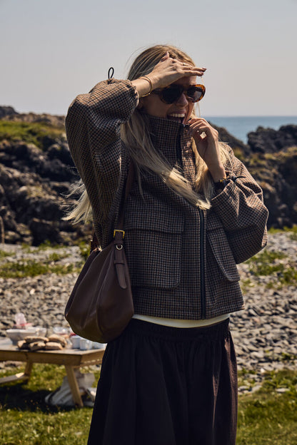 CHECK FUNNEL NECK JACKET