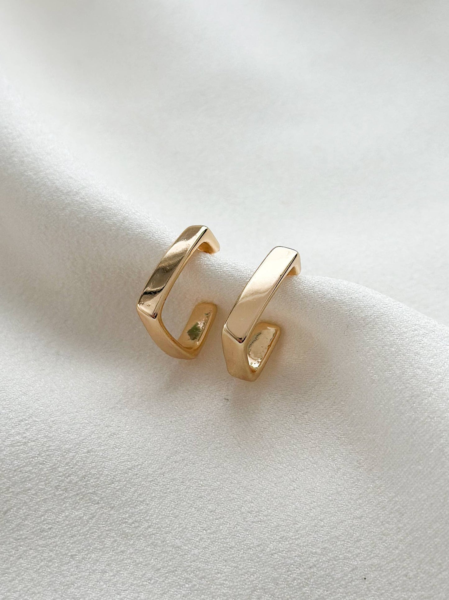 18k Gold Plated Rectangle Hoop Earrings