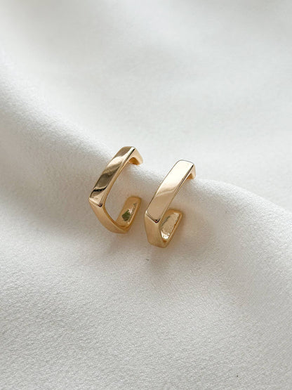 18k Gold Plated Rectangle Hoop Earrings