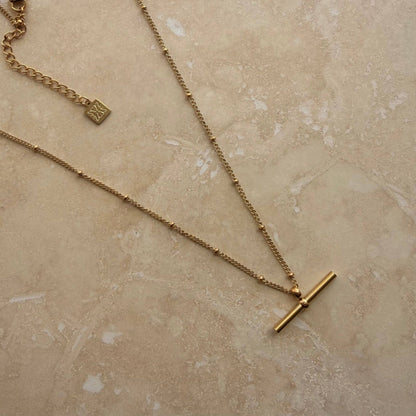 Everyday Gold Bar Necklace on Ball Chain