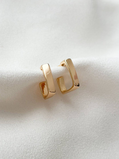 18k Gold Plated Rectangle Hoop Earrings
