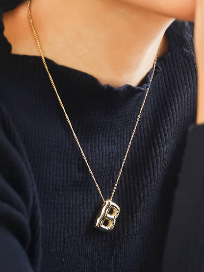 Hayes 18K Gold Non-Tarnish Balloon Alphabet Necklace