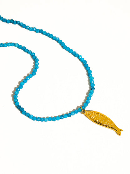 Sasha 18K Gold Non-Tarnish Fish Beaded Necklace