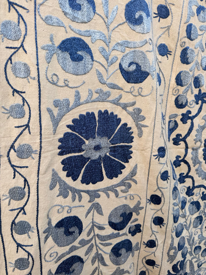 HAND EMBROIDERED SUZANI - Blue Floral
