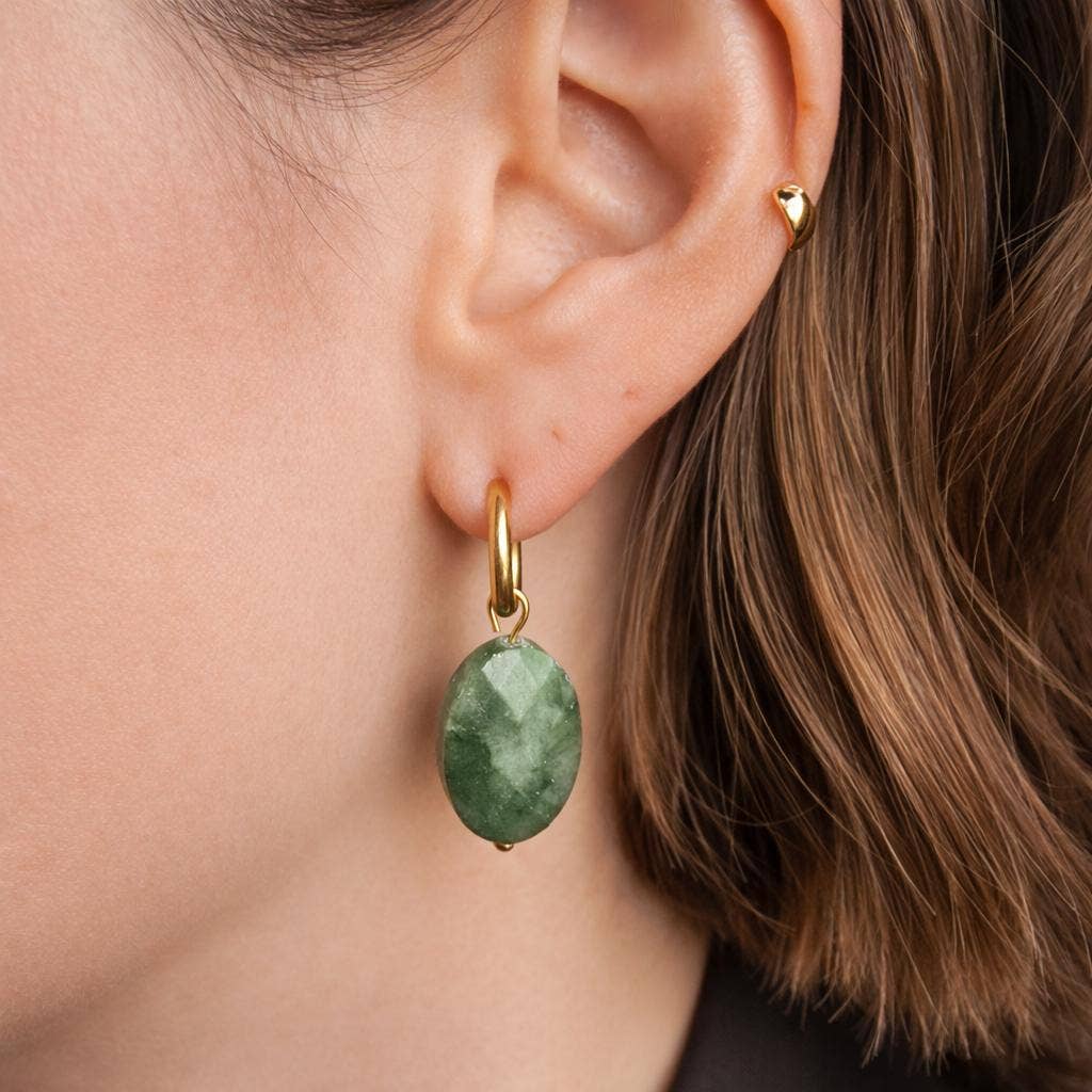Everyday Oval Faceted Moss Hoops