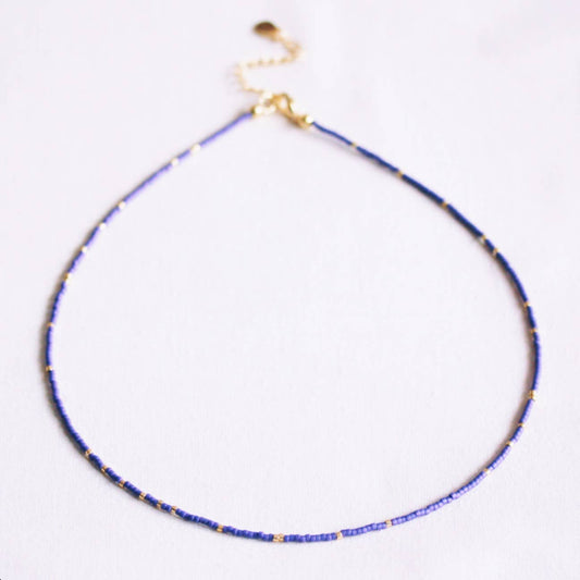 Miyuki necklace - purple/gold-plated
