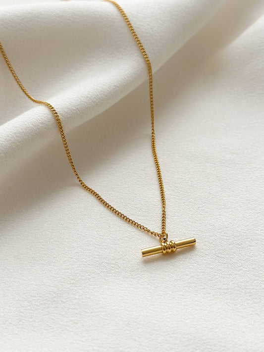 18k Gold Plated T-Bar Necklace
