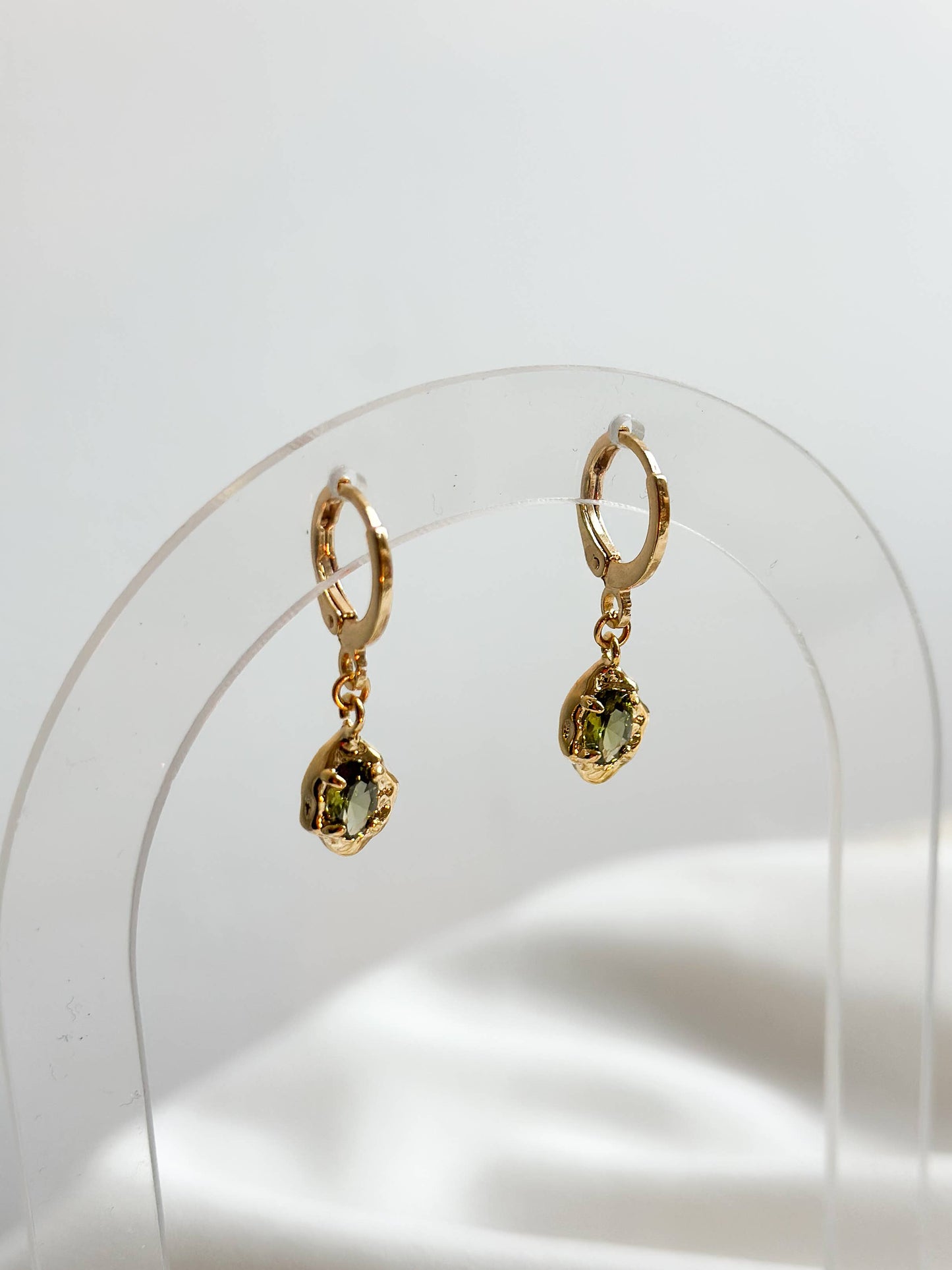 18k Gold Molten Moss Huggie Hoop Earrings