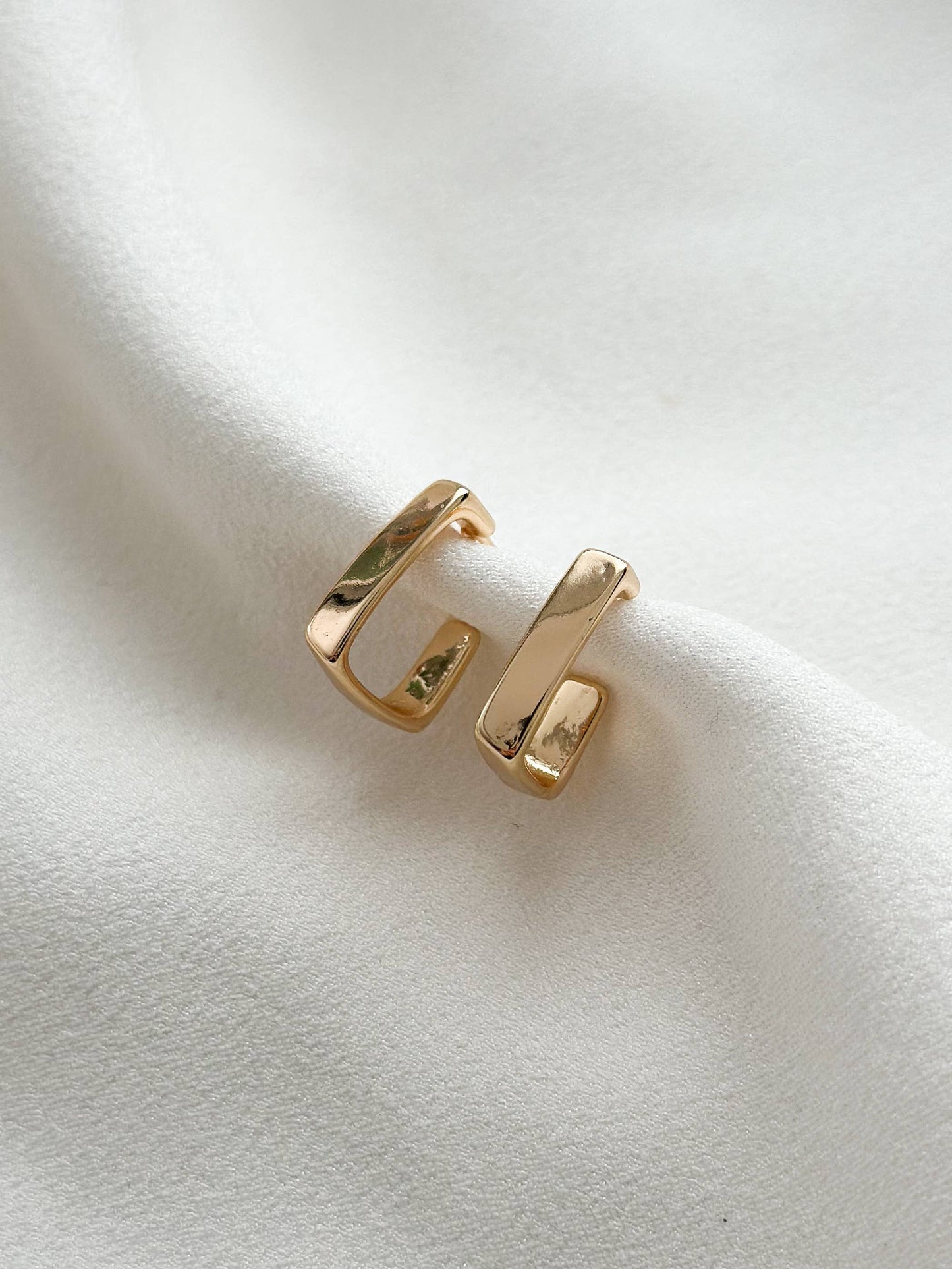 18k Gold Plated Rectangle Hoop Earrings