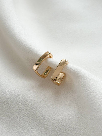 18k Gold Plated Rectangle Hoop Earrings
