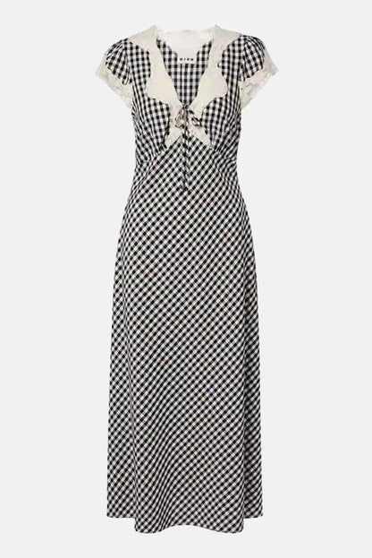 AMARI DRESS - Beth Check Black