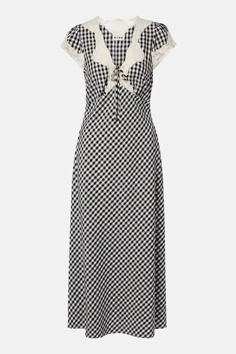 AMARI DRESS - Beth Check Black