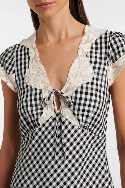 AMARI DRESS - Beth Check Black