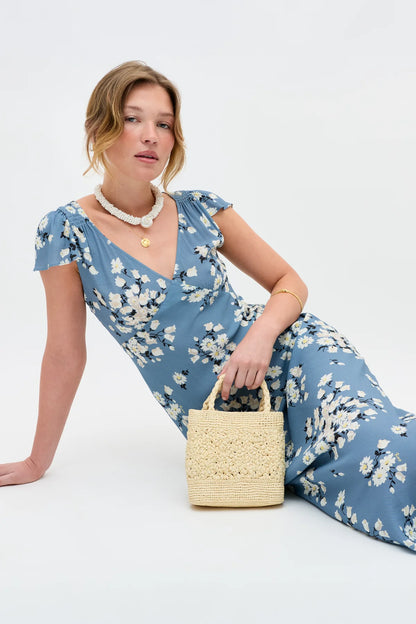 CATHY MIDI DRESS - Amelia Bouquet Blue