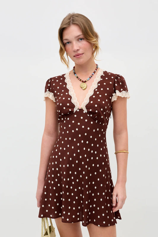 CELY DRESS - Layla Brown Dot