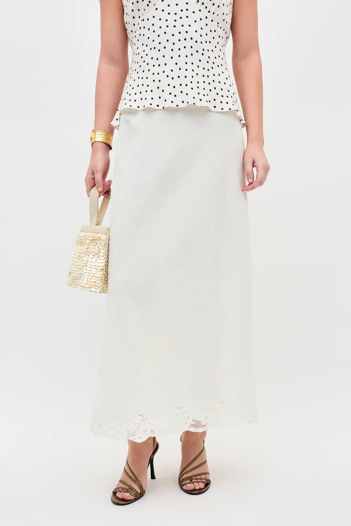 CRYSTAL SKIRT - Cream Linen