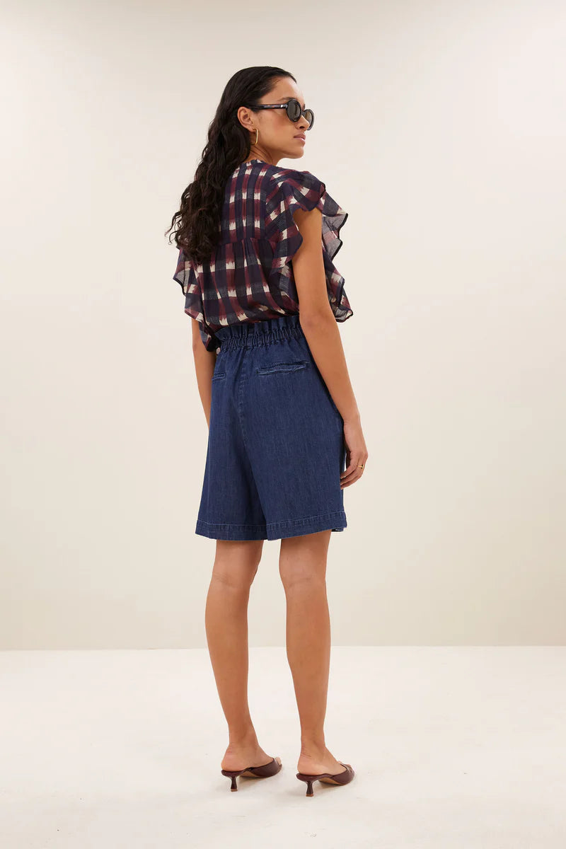 DANEE BLOUSE - Wine Ikat Print