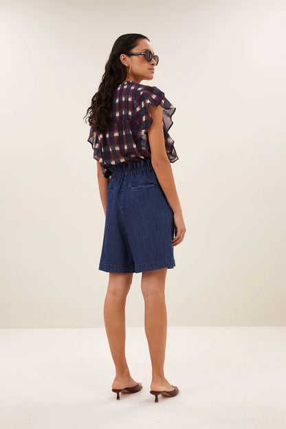 DANEE BLOUSE - Wine Ikat Print