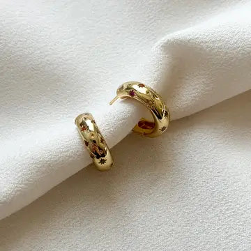 18k Gold Plated Rainbow Star Hoop Earrings