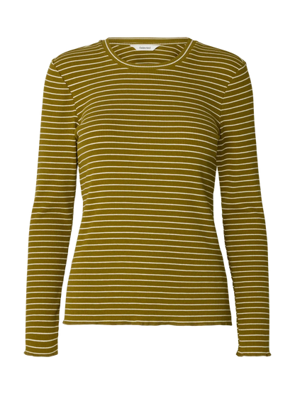 CREW NECK TEE - Fir Green Stripe