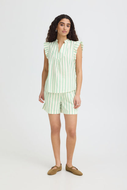 GREEN STRIPE COTTON TOP
