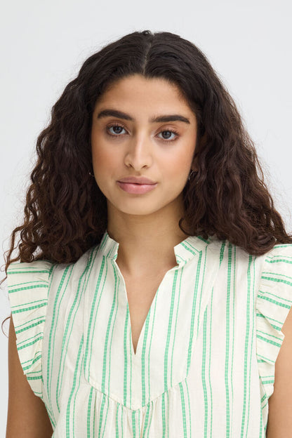 GREEN STRIPE COTTON TOP