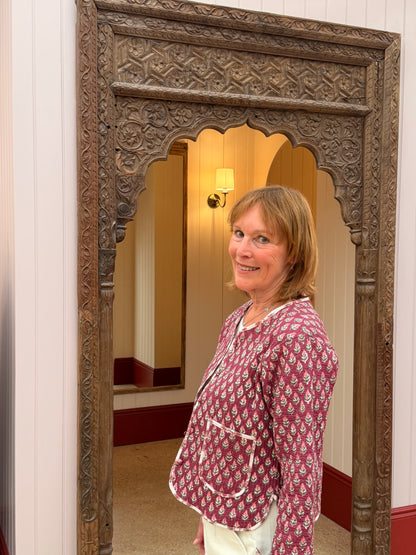 QUILTED JACKET - Pinky Purple Cotton Floral / Stripe