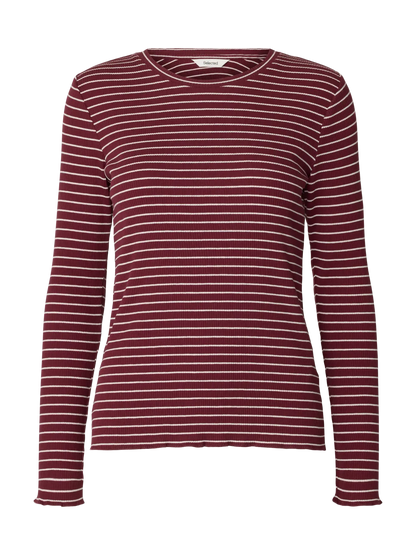 CREW NECK TEE - Tawny Port Stripe