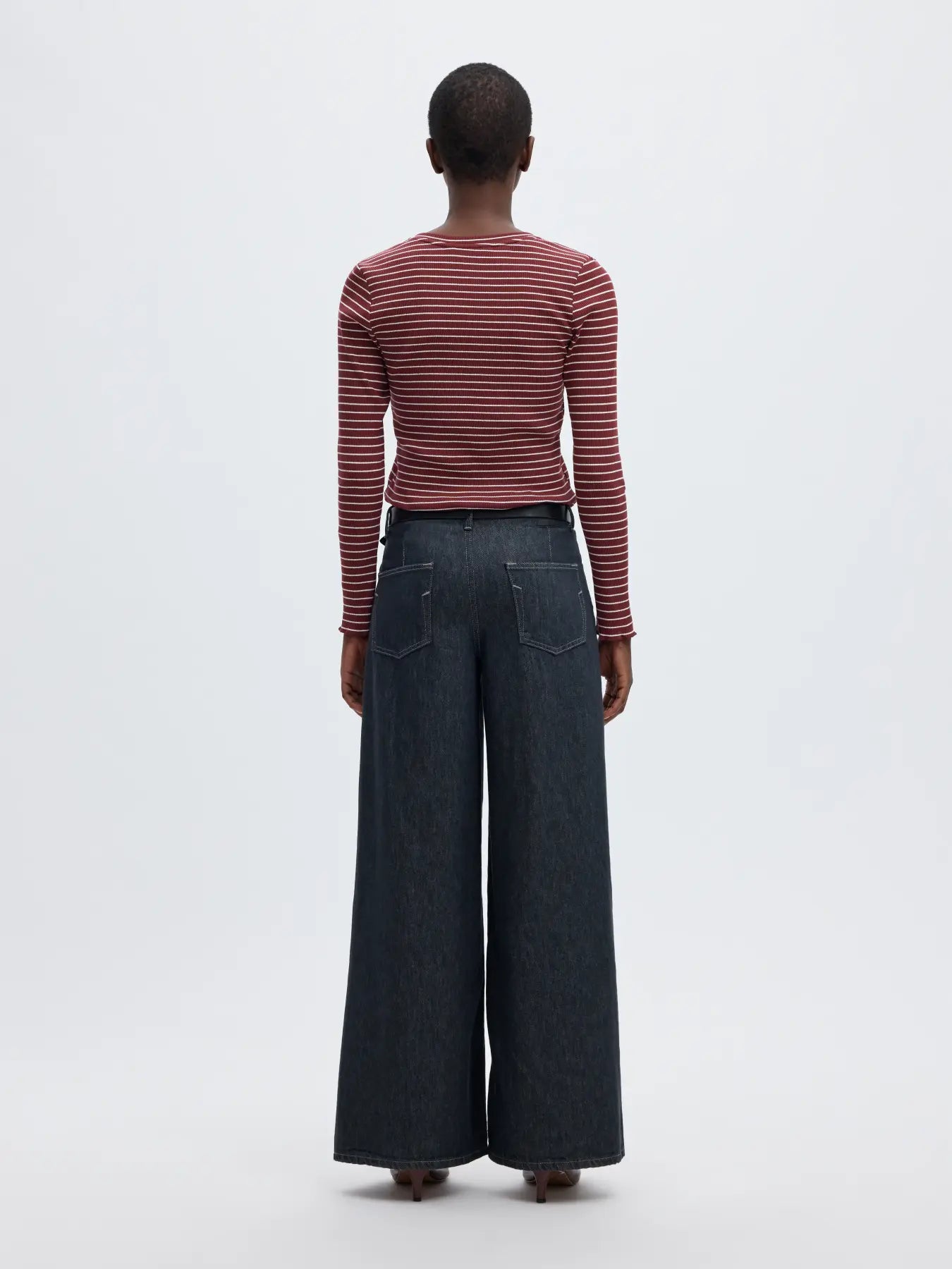 CREW NECK TEE - Tawny Port Stripe