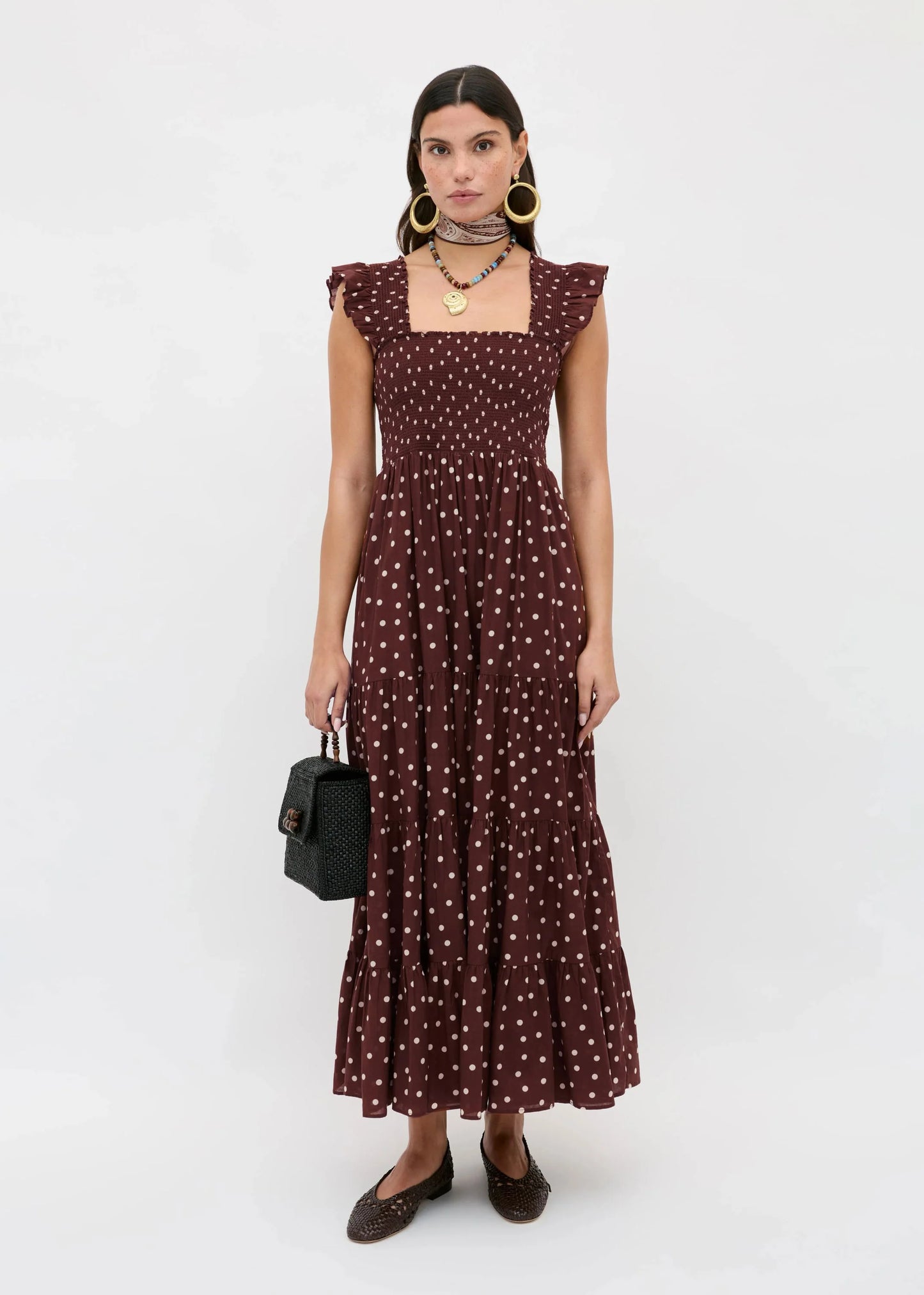 RIXO KENDALL DRESS - Layla Dot Brown