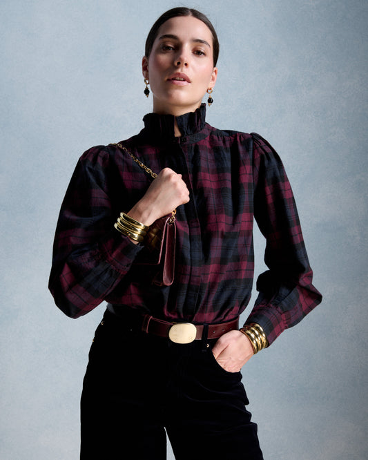 ERNESTINE SHIRT - BURGUNDY & NAVY