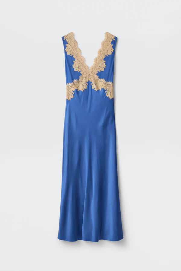 LYSANDRA SATIN MAXI DRESS - Iris Blue