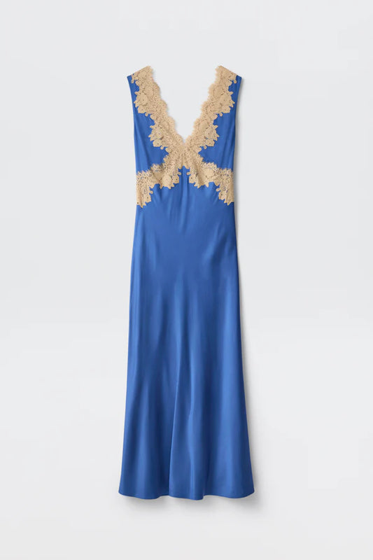 LYSANDRA SATIN MAXI DRESS - Iris Blue