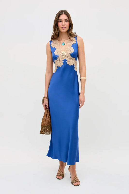 LYSANDRA SATIN MAXI DRESS - Iris Blue