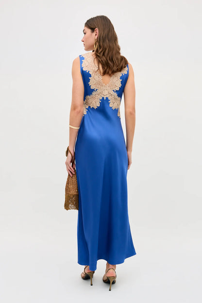 LYSANDRA SATIN MAXI DRESS - Iris Blue