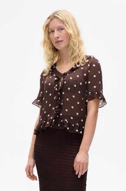 MADICEN BLOUSE - Coffee Bean Dot