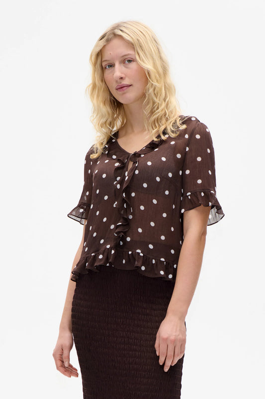 MADICEN BLOUSE - Coffee Bean Dot