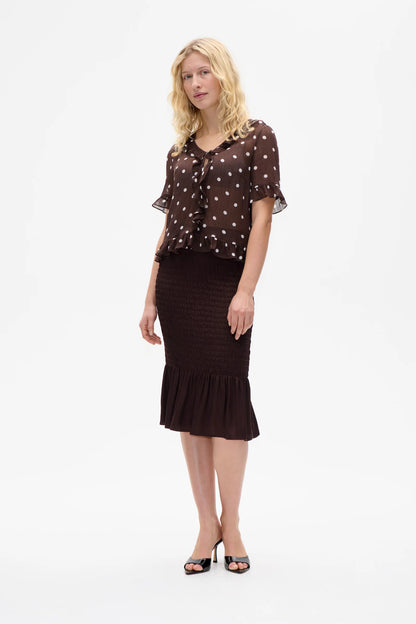 MADICEN BLOUSE - Coffee Bean Dot