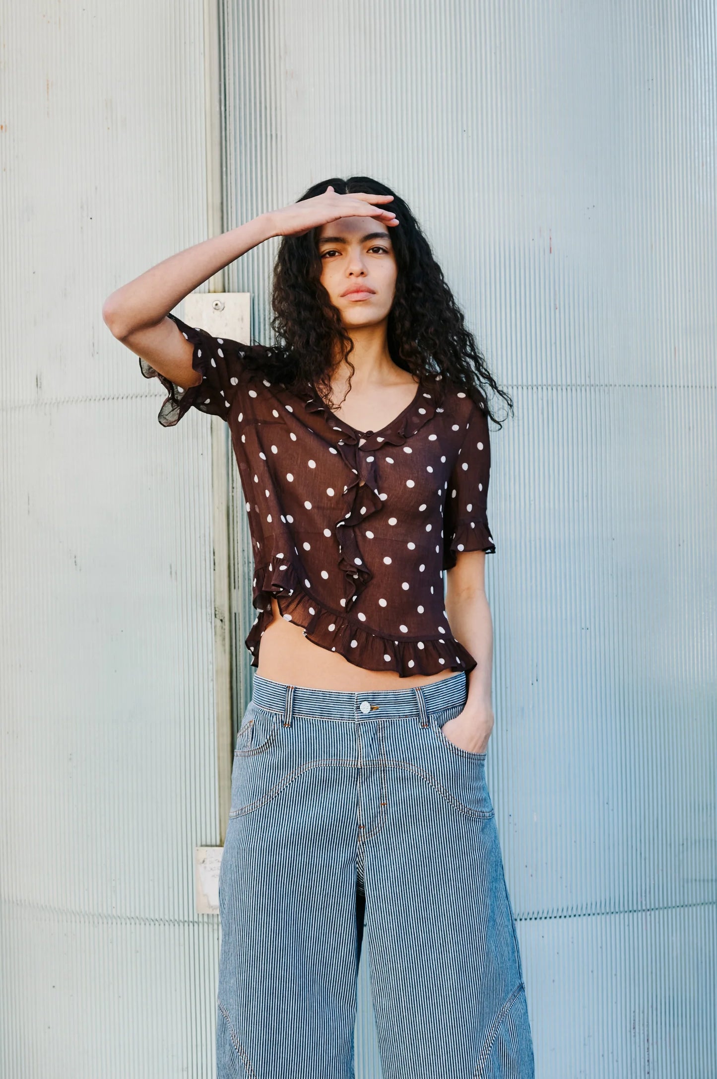MADICEN BLOUSE - Coffee Bean Dot