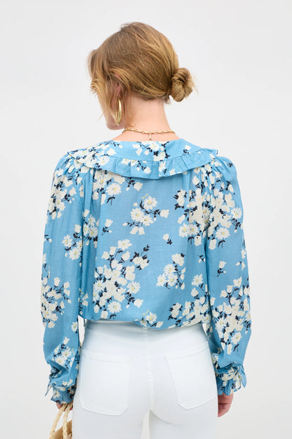 MILIA COTTON BLOUSE - Amelia Bouquet Blue