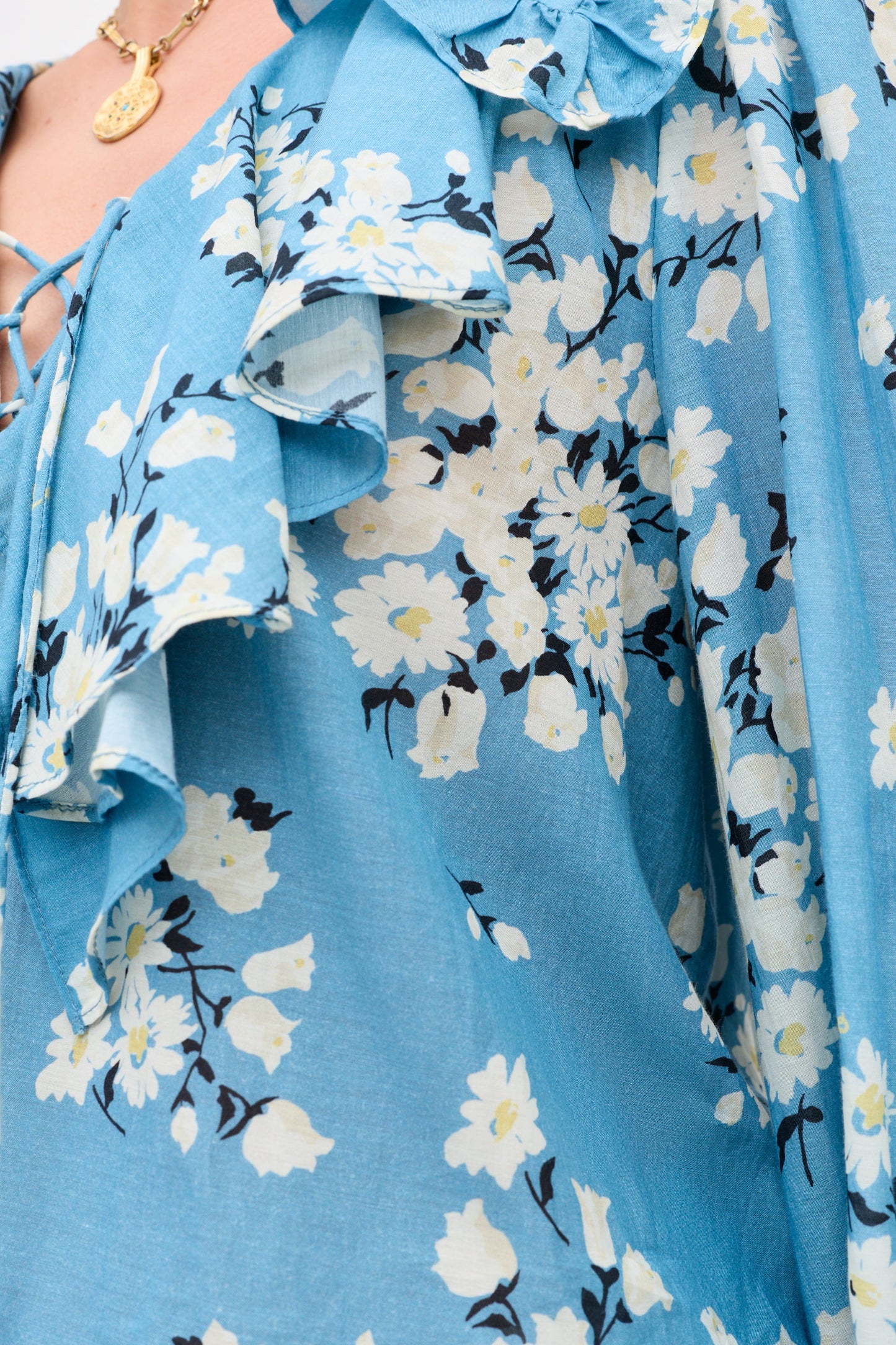 MILIA COTTON BLOUSE - Amelia Bouquet Blue