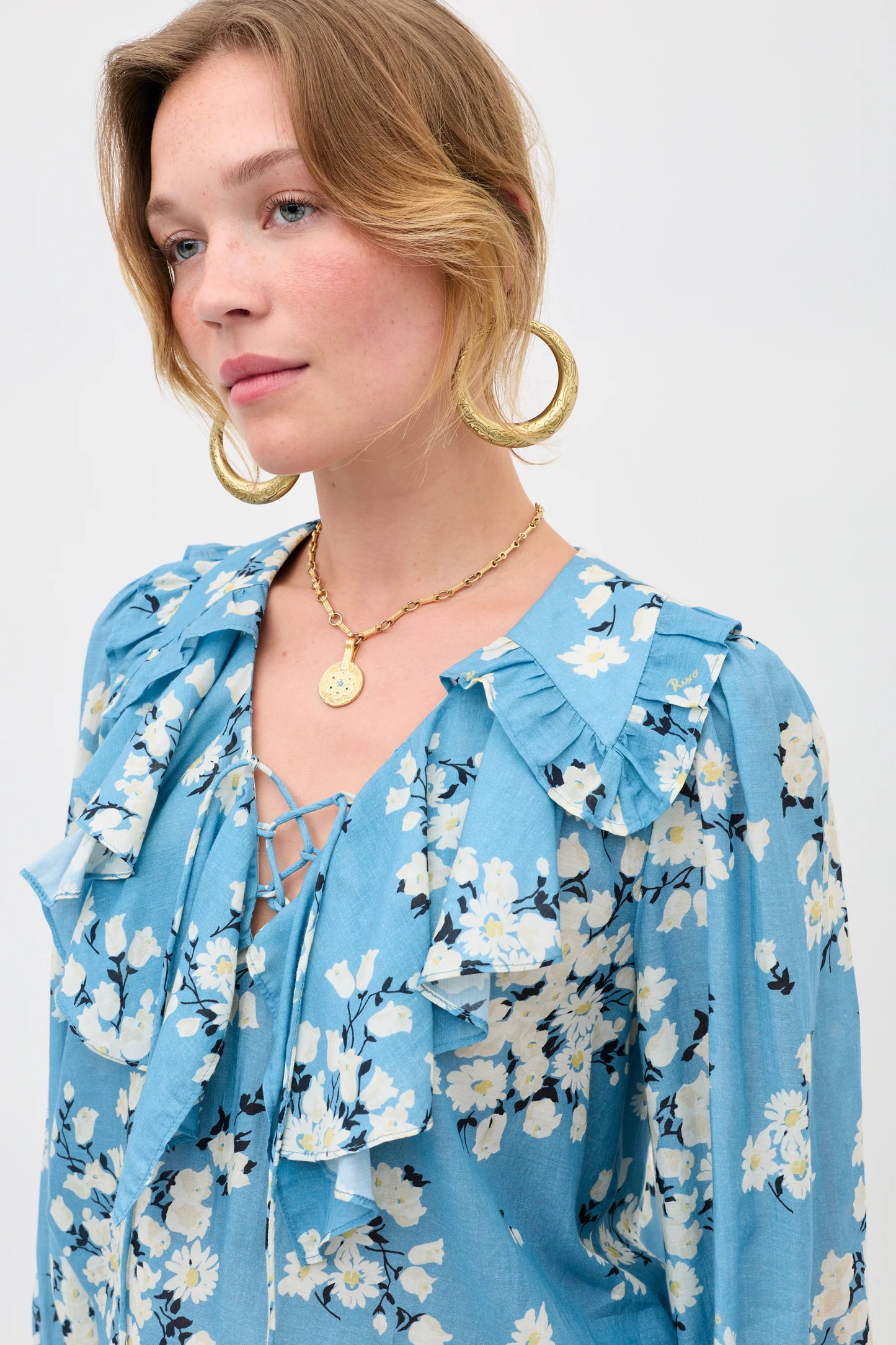 MILIA COTTON BLOUSE - Amelia Bouquet Blue