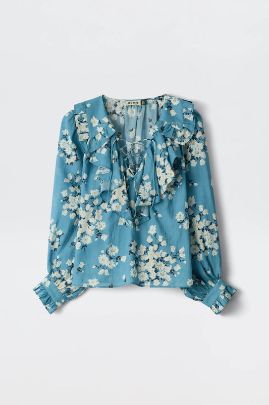 MILIA COTTON BLOUSE - Amelia Bouquet Blue