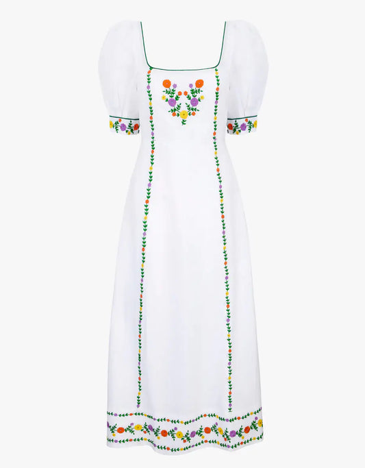 SIERRA DRESS - Vintage Daisy Embroidery