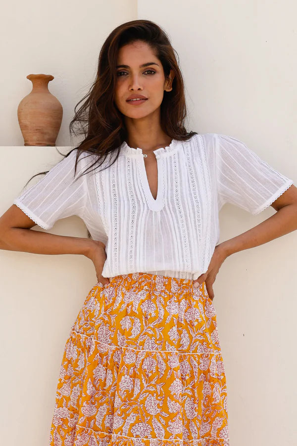 VIENNA BLOUSE - White Short Sleeve