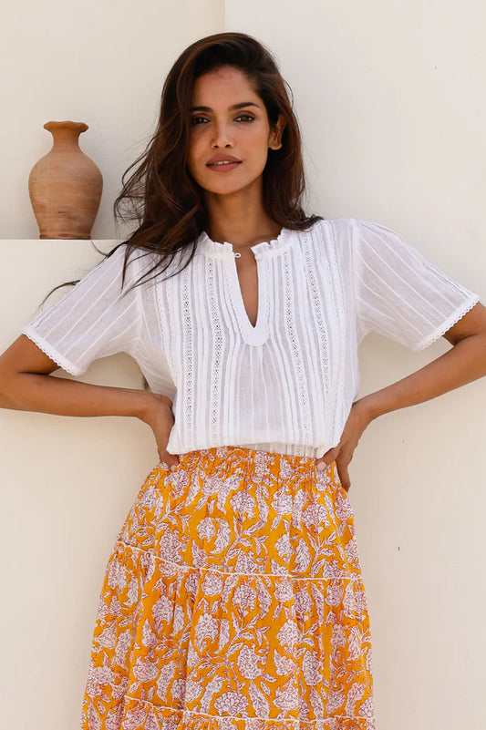 VIENNA BLOUSE - White Short Sleeve