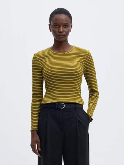CREW NECK TEE - Fir Green Stripe