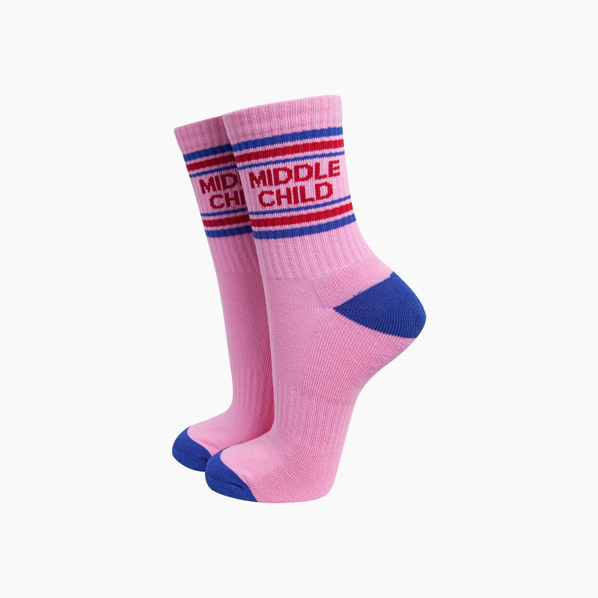 Middle Child Organic Cotton Sports Socks in Pink/Royal Blue